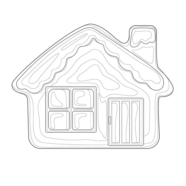 House Gingerbread Christmas Coloring Bok Antistress För Barn Och Vuxna — Stock vektor