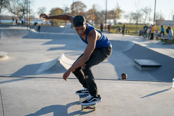 Skater Und Biker Üben Während Der Pandemie Detroit Michigan November — Stockfoto