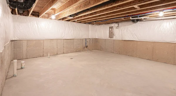 stock image new basement has been insulated and waterproof in Troy, Michigan on October 20, 2020