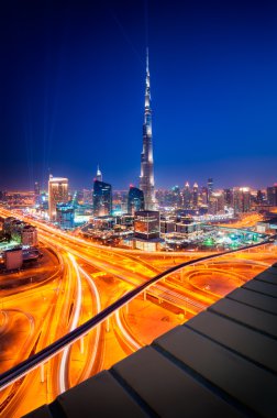 Muhteşem gece dubai şehir manzarası, Dubai, Birleşik Arap Emirlikleri