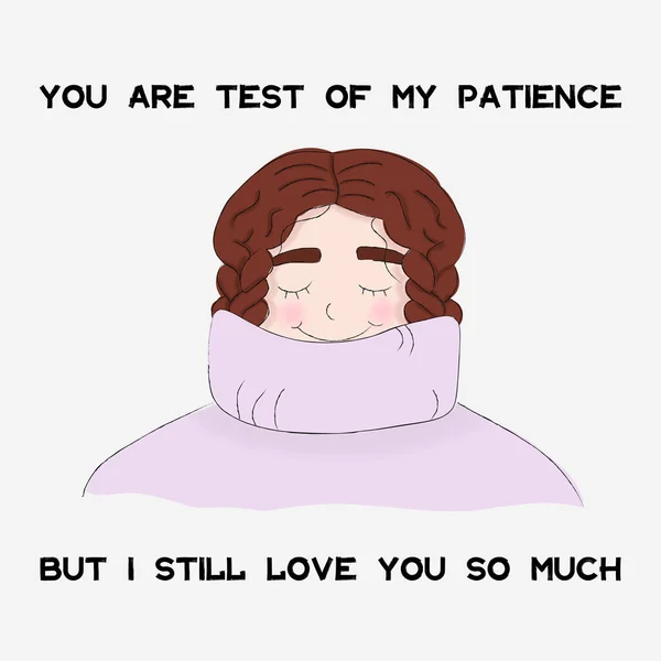 You Test Patience Still Love You Much Quote Valentine Day — стоковый вектор