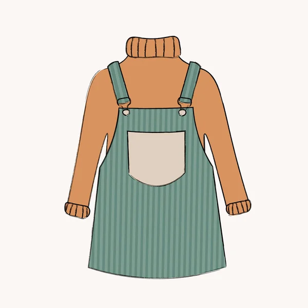 Estilo Mono Vestido Suéter Retro Moda Vintage — Vector de stock