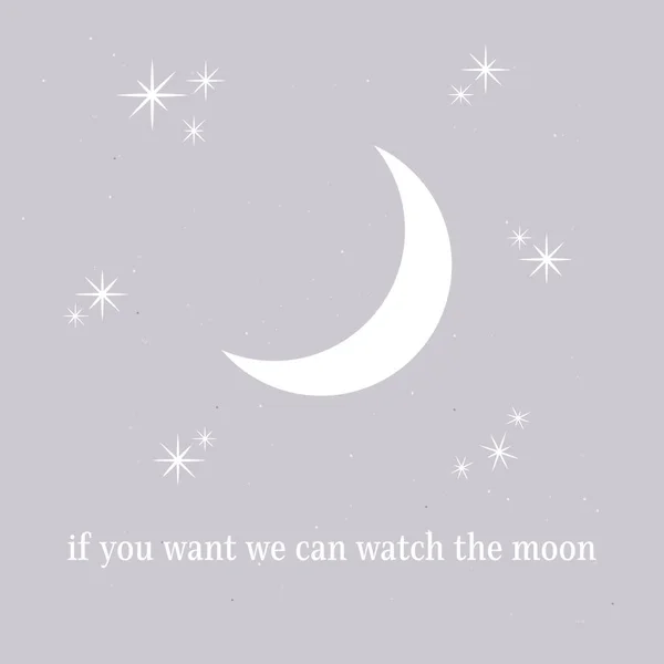 You Want Can Watch Moon Concept Quote Card Cute Love — ストックベクタ