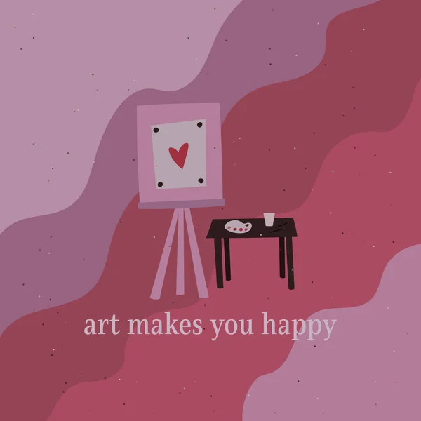 Umění Vám Udělá Radost Koncept Citace Plakát Kresba Malba Hobby — Stockový vektor