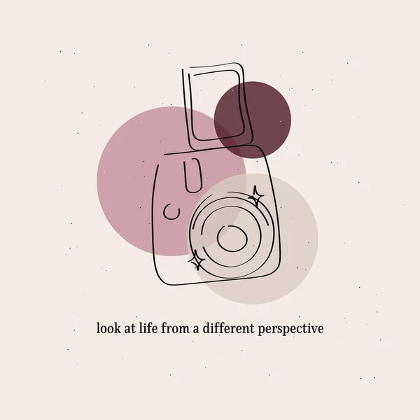 Look Life Different Perspective Concept Card Quote Camera Minimalist Tattoo — Stock Vector