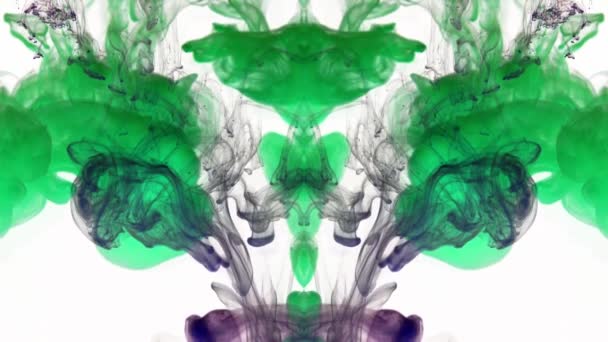 Grüne Tinte Wasser Fraktale Wolke Weißer Hintergrund — Stockvideo
