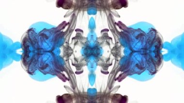 Suda mavi mürekkep. Fraktal bulut. Beyaz arkaplan