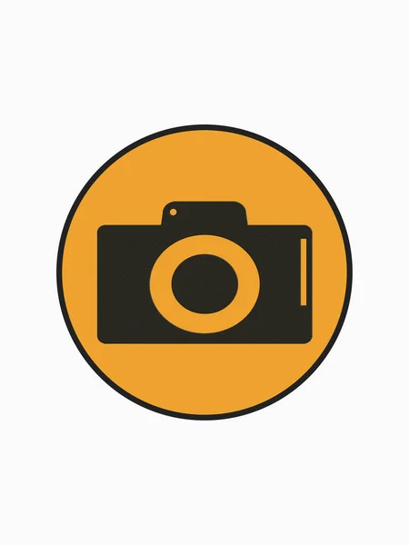 Camera Icoon Een Gele Cirkel Geïsoleerd Object Weergave — Stockfoto