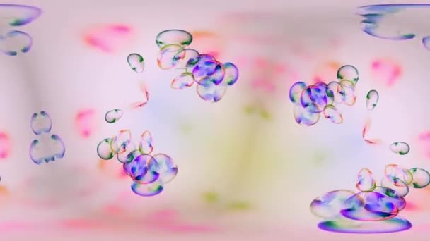 Burbujas Jabón Sobre Fondo Claro Pequeñas Partículas Gráficos Movimiento — Vídeos de Stock