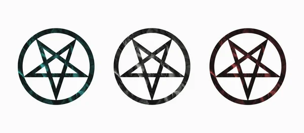 Üç varyasyonlu ters pentagram. Beyaz arka plan. 3B görüntüleme
