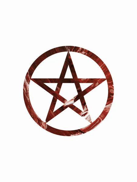Stylizowany Pentagram Pomalowany Czerwono Biało Magiczny Symbol Renderowanie — Zdjęcie stockowe