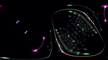 Parlayan neon çizgileri hareket halinde. Siyah arkaplan
