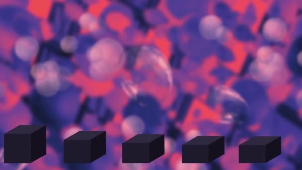 Growing Histogram Purple Bars Soap Bubbles Air Animation — Stock Video