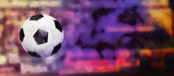 Havada futbol topu var. Spor ve eğlence konularında sanatsal çalışmalar