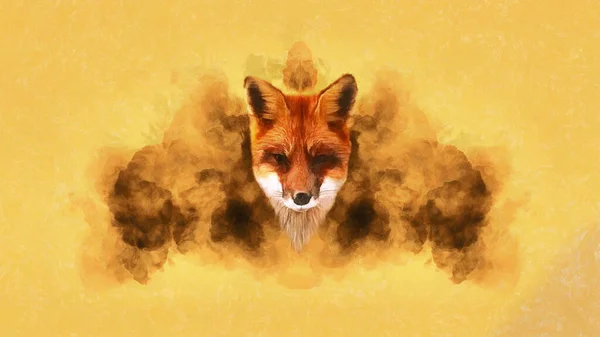 Head Fox Background Smoke Cloud Artistic Work Theme Animals — Stock Photo, Image