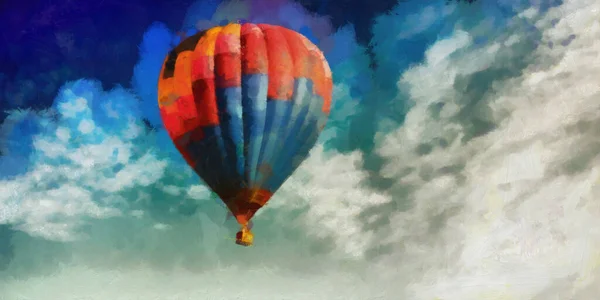 Ballon Air Chaud Dans Ciel Œuvre Artistique Sur Thème Voyage — Photo