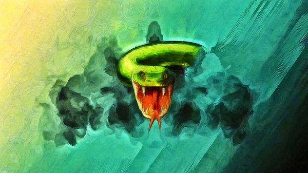 Head Snake Background Cloud Smoke Artistic Work Theme Animals — Stock Photo, Image