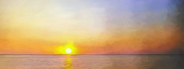 Panoramic View Sunset Sea Artistic Work — Stock Photo, Image