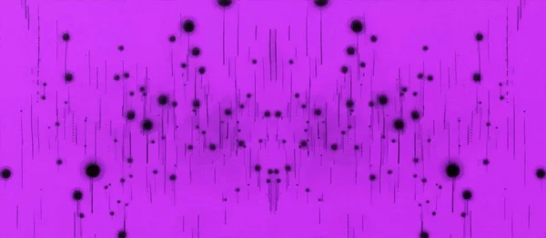 紫色の背景に黒い線と点 広いパノラマビュー 芸術作品 — ストック写真