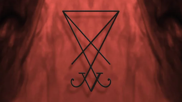 Sigil Van Lucifer Een Rode Achtergrond Magie Symbool Weergave — Stockfoto