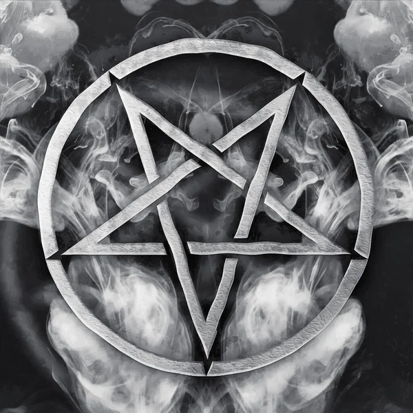 Fehér Pentagram Sötét Háttérrel Absztrakt Füst Művészeti Munka — Stock Fotó