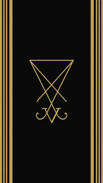 Sigil Lucifer Golden Lines Rendering Black Background — Stock Photo, Image