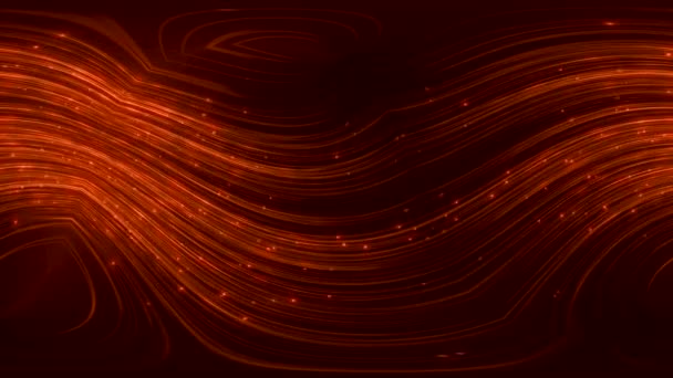 Ljuspartiklar Rör Sig Längs Linjerna Virtuellt Utrymme Futuristisk Röd Bakgrund — Stockvideo