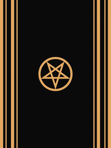 Pentagramma Satanico Linee Gialle Fondo Nero — Foto Stock