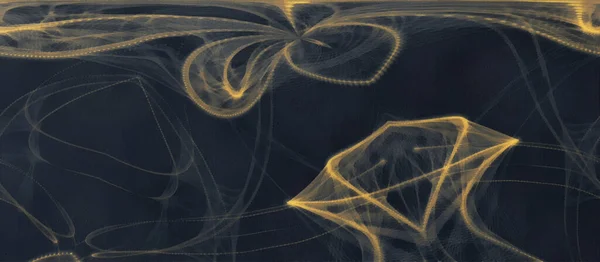 Золоті Єднані Лінії Темному Тлі Широкий Панорамний Вид Художня Робота — стокове фото