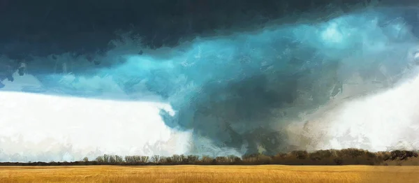 Ein Tornado Fegt Über Das Feld Naturkatastrophen Künstlerische Arbeit — Stockfoto