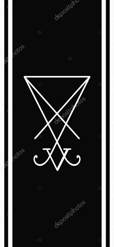 Sigil of Lucifer and white lines. 3D rendering. Black background