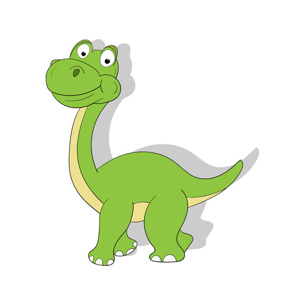 cute green dinosaur, simple vector illustration