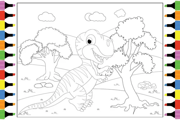 Dinosauro Carino Colorare Bambini Illustrazione Vettoriale Semplice — Vettoriale Stock