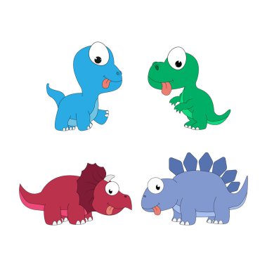 Şirin dinozor çizgi filmi, basit vektör çizimi