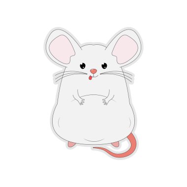 şirin fare hayvan çizgi filmi, basit vektör illüstrasyonu