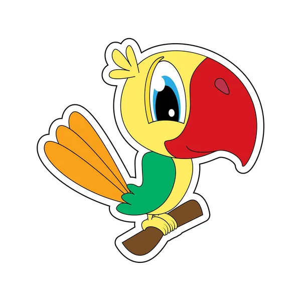 Bonito Papagaio Animal Desenho Animado Ilustração Vetorial Simples — Vetor de Stock