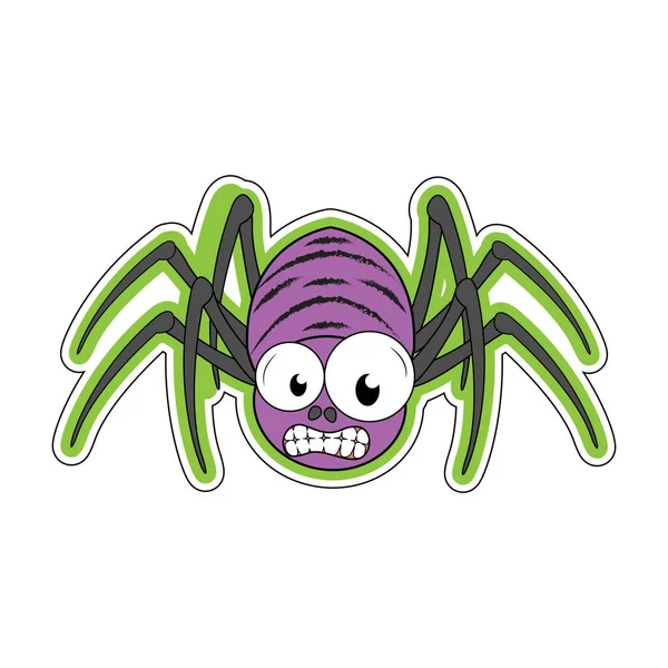Roztomilý Pavouk Zvíře Kreslené Jednoduchý Vektor Ilustrace — Stockový vektor