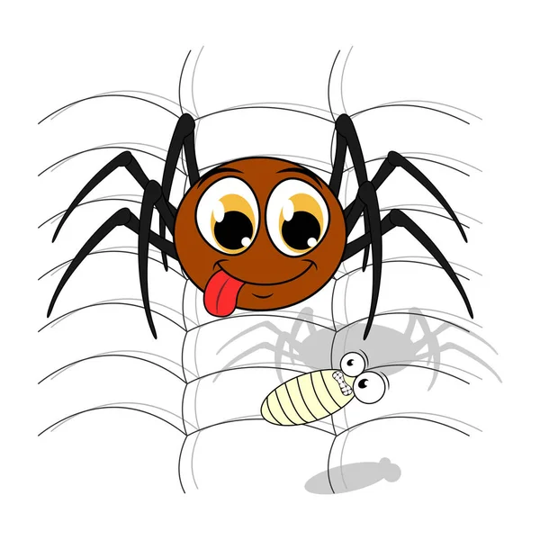 Carino Spider Animale Cartone Animato Semplice Illustrazione Vettoriale — Vettoriale Stock