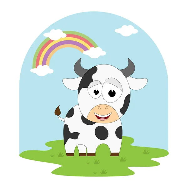 Χαριτωμένο Αγελάδα Κινούμενα Σχέδια Απλή Διανυσματική Απεικόνιση — Διανυσματικό Αρχείο