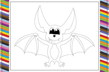 Çocuklar için sevimli yarasa hayvan çizgi filmi, basit vektör illüstrasyonu