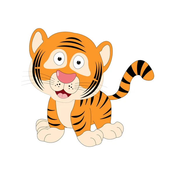 Χαριτωμένο Ζώο Τίγρης Κινουμένων Σχεδίων Απλή Διανυσματική Απεικόνιση — Διανυσματικό Αρχείο