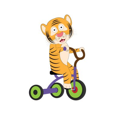 Bisikletli şirin kaplan, basit vektör çizimi