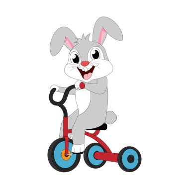 Bisikletli şirin tavşan, basit vektör çizimi