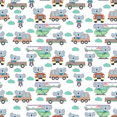 Sevimli hayvan çizgi film süsü ile kusursuz desen, kopyalama alanı