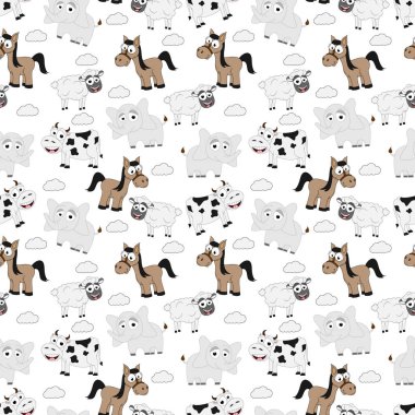 Sevimli hayvan çizgi film süsü ile kusursuz desen, kopyalama alanı