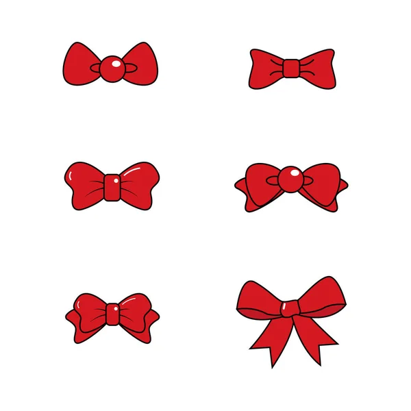 Collection Rubans Rouges Illustration Vectorielle Simple — Image vectorielle