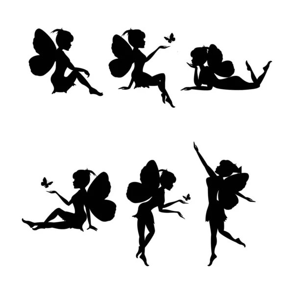 Fairy Silhouette Simple Vector Illustration — Stock Vector