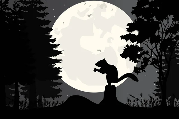 Eekhoorn Silhouet Eenvoudige Vector Illustratie — Stockvector