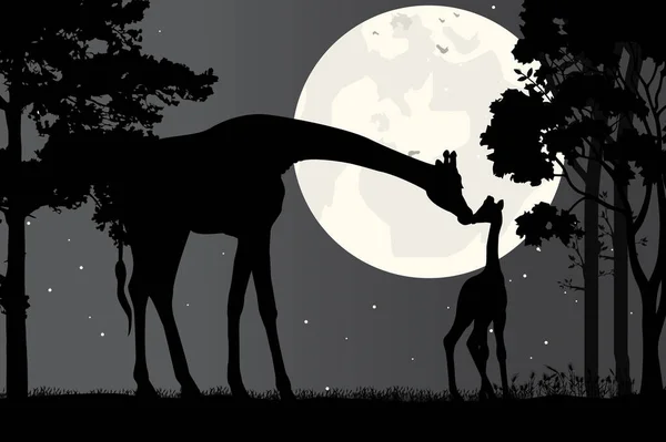 Giraffe Silhouet Eenvoudige Vector Illustratie — Stockvector