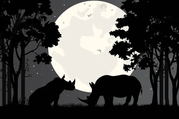 Rhino Silhouette Einfache Vektorillustration — Stockvektor